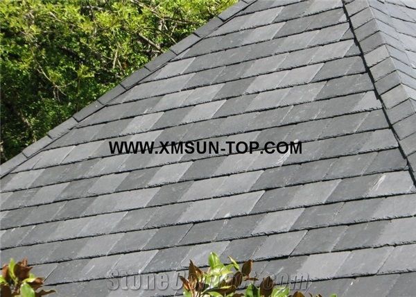 Chinese Dark Grey Roof Slate Tile U Type Chiselled Edges/Slate Roofing/Slate Roofing Tiles with Hole/Grey Slate U Shape Roof Tiles/Grey Slate Tile Roof/U-Shape Roof Covering and Coating/Stone Roofing