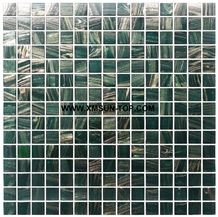 Green Glass Mosaic/Dark Green Square Glass Mosaic/Mosaic Pattern/Floor Mosaic/Wall Mosaic/Polished Mosaic//Interior Decoration/Customized Mosaic Tile/Mosaic Tile for Bathroom&Kitchen&Hotel Decoration