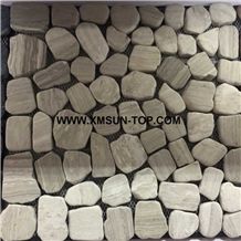 Grey Veins Sliced Pebble Mosaic Tile/Natural River Stone Mosaic for Wall Covering&Flooring/Pebble Mosaic in Mesh/Double Surface Cut Pebble Mosaic/Pebble Mosaic for Bathroom&Kitchen