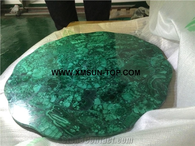 Malachite Table Top Design/Semi Precious Table Tops/Green Semiprecious Stone Table Top/ Semiprecious Reception/Inlayed Tabletops/Flower Shape Table Tops/Interior Decoration
