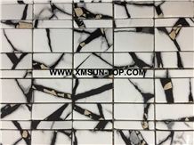 Polished Marble Linear Strips Mosaic/White and Black Mosaic/Stone Mosaic Patterns/Wall Mosaic/Floor Mosaic/Interior Decoration/Customized Mosaic Tile/Mosaic Tile for Bathroom&Kitchen&Hotel Decoration