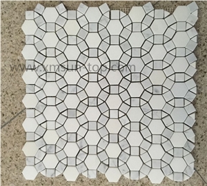 Polished Mixed Marble Irregular Mosaic/White Thassos Marble& Bianco Carrara Marble Mosaic/Wall Mosaic/Floor Mosaic/Interior Decoration/Customized Mosaic Tile/Mosaic Tile for Bathroom&Kitchen&Hotel