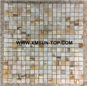 Polished Onyx Square Stone Mosaic/Natural Stone Mosaic/Stone Mosaic Patterns/Wall Mosaic/Floor Mosaic/Interior Decoration/Customized Mosaic Tile/Mosaic Tile for Bathroom&Kitchen&Hotel Decoration