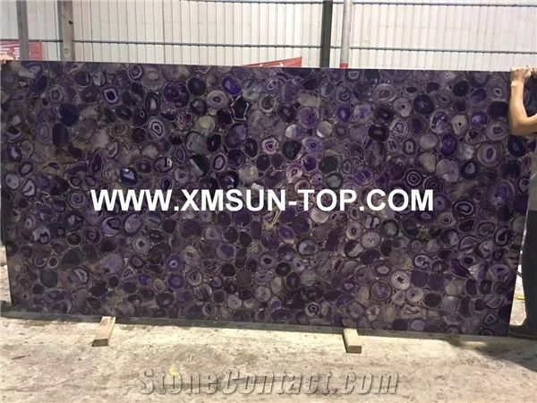 Purple Agate Semiprecious Stone Slabs&Tiles&Customized/Violet Gemstone for Wall Covering&Flooring/Lilac Semi Precious Stone Panels/Violet Precious Stone/Semi-Precious Stone for Hotel&Villa Decoration