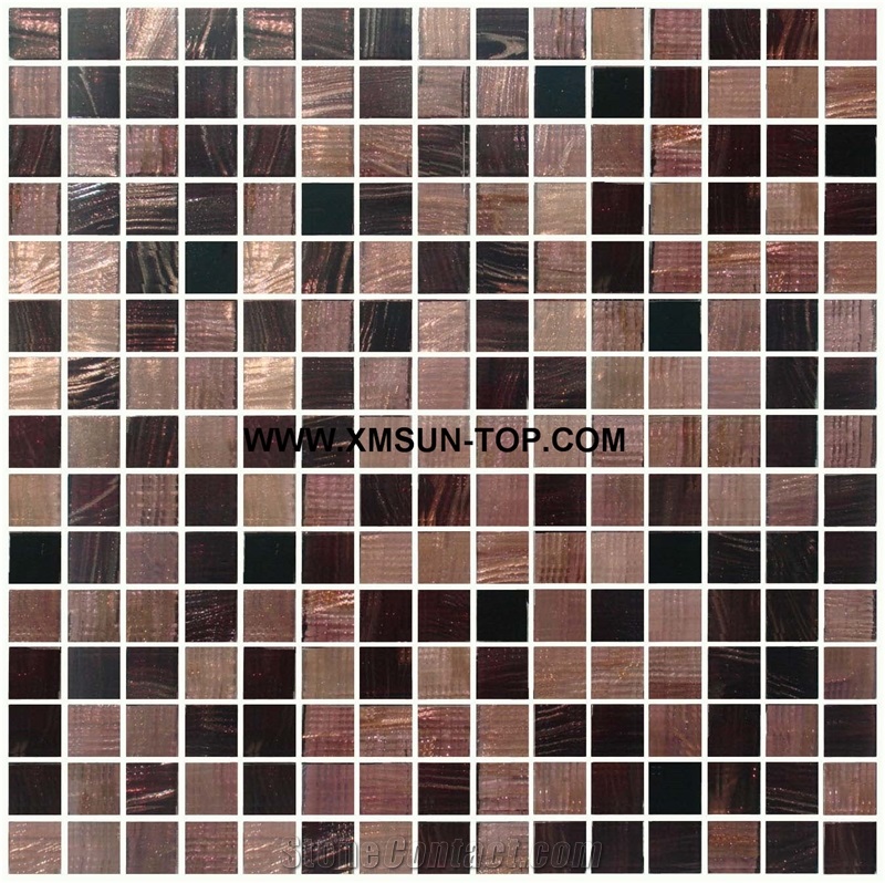 Purple and Brown Glass Mosaic/Square Glass Mosaic/Mosaic Pattern/Floor Mosaic/Wall Mosaic/Polished Mosaic//Interior Decoration/Customized Mosaic Tile/Mosaic Tile for Bathroom&Kitchen&Hotel Decoration