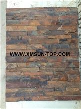 Red Rusty Slate Cultured Stone/Rusty Slate Thin Stone Veneer/Rust Slate Stacked Stone/Stone Panel for Wall Covering/Wall Decor/Rusty Ledge Stone/Stone Tiles for Feature Wall