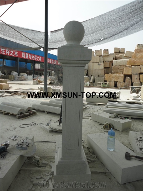 White Sandstone Column/Pure White Sandstone Sculptured Columns/Architectural Columns/Outdoors&Landscape Column/White Sandstone Pillar/Building Ornament