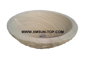 Wood Grain Sandstone Sinks&Basins/Yellow Sandstone Kitchen Sinks&Basins/Sandstone Bathroom Sinks&Basins/Sandstone Wash Basins/Sandstone Round Basins/Sinks for Hotel&Home&Restaurant