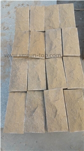 Yellow Sandstone Mushroom Stone/ Chinese Beige Wall Covering Cut to Size/Split Face Wall Cladding/Yellow Decorative Wall Panel Stone