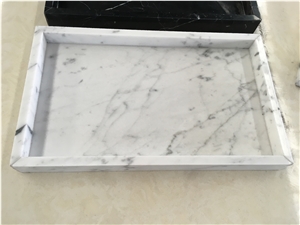 Nordic Style White Crarrara Marble Accessories , Holders, Trays, Plates, Decorations, Marble Bathroom Sets, Marble Crafts