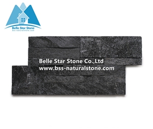 Black Quartzite S Clad Stone Cladding,Black Thin Stone Veneer,Natural Stacked Stone,Exterior 18X35 Culture Stone,Indoor Quartzite Ledgestone Panels