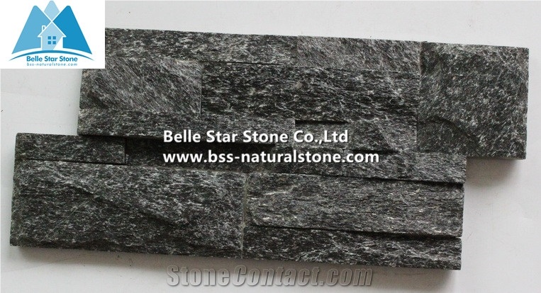 Black Quartzite S Clad Stone Cladding,Black Thin Stone Veneer,Natural Stacked Stone,Exterior 18X35 Culture Stone,Indoor Quartzite Ledgestone Panels