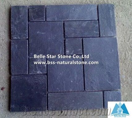 Black Riven Slate Mosaic,Charcoal Grey Split Face Slate Wall Mosaic,Carbon Black Slate Floor Mosaic,Dark Grey Mosaic Pattern,Black Brick Mosaic,Natural Stone Mosaic,Slate Mosaic Tiles,Interior Mosaic