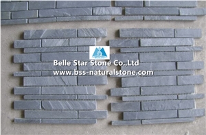 Black Riven Slate Mosaic,Charcoal Grey Split Face Slate Wall Mosaic,Carbon Black Slate Floor Mosaic,Slate Stone Mosaic,Black Mosaic Tiles,Slate Mosaic Pattern,Brick Slate Mosaic,Slim Slate Mosaic