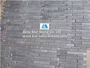 Black Riven Slate Mosaic,Charcoal Grey Split Face Slate Wall Mosaic,Carbon Black Slate Floor Mosaic,Slate Stone Mosaic,Black Mosaic Tiles,Slate Mosaic Pattern,Brick Slate Mosaic,Slim Slate Mosaic