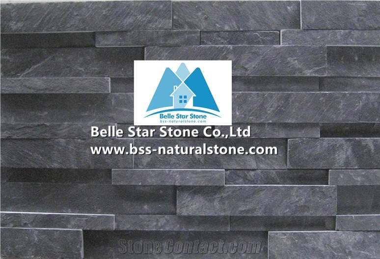 Black Split Face Slate 3d Stone Panel,Charcoal Grey Slate up and Down Stacked Stone,Carbon Black 3d Ledgestone,Natural Stone Cladding,Porches Wall Culture Stone,Real Ledger Panels
