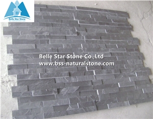 Black Split Face Slate Ledgerstone Panels,Charcoal Grey Slate Thin Stone Veneer,Carbon Black Slate Stacked Stone,Cheap Price Natural Z Clad Stone Cladding,Outdoor Wall Panel