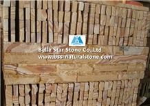 China Yellow Wood Sandstone Mushroom Face Culture Stone,Yellow Sandstone Stacked Stone,Yellow Stone Cladding,Sandstone Ledgestone,Sandstone Stone Panels,Real Stone Veneer,Natural Yellow Wall Cladding
