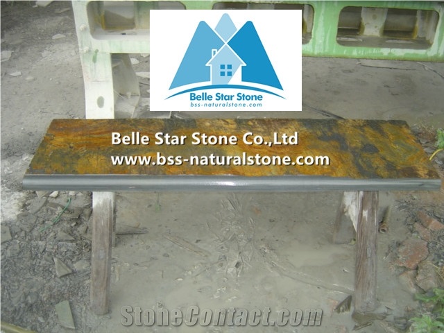 Chinese Multicolor Riven Slate Steps,Rusty Slate Stairs,Copper Rust Slate Stair Treads,Sunset Slate Stair Risers,Multicolour Slate Staircase,Autumn Rose Stone Steps