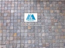 Chinese Multicolour Riven Slate Mosaic,Rusty Split Face Mosaic Wall Tiles,Copper Rust Slate Mosaic Floor Tiles,Sunset Slate Mosaic Pattern,Multicolor Split Face Slate Mosaic Tiles,Natural Stone Mosaic