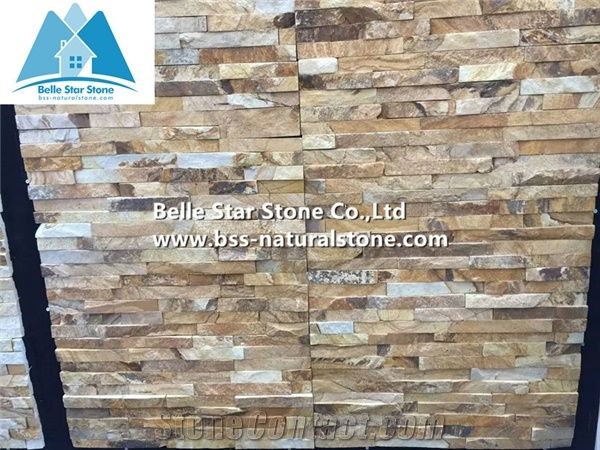 Golden Yellow Split Face Slate Culture Stone Natural Stone Veneer