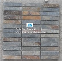 Multicolor Riven Slate Mosaic,Rusty Split Face Slate Wall Mosaic,Copper Rust Slate Floor Mosaic,Multicolour Slate Stone Mosaic,Sunset Slate Mosaic Pattern,Autumn Rose Mosaic Tiles,Natural Stone Mosaic