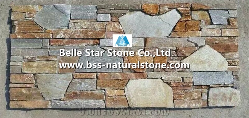 Oyster Mixed Grey Slate Cemented Stacked Stone,Natural Z Clad Stone Cladding,White Gold Quartzite Mixed Grey Slate Culture Stone,Quartzite & Slate Ledgestone,Stone Panel with Concrete Back,Real Stone