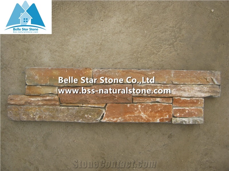 Oyster Slate Stacked Stone,Gold White Quartzite Ledgestone Panels,Guarantee Quality Yellow Quartzite Z Clad Stone Cladding,Fireplace Natural Stone Veneer,Outdoor Porches Stone Panel