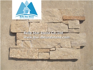 Yellow Granite Cemented Z Clad Stone Cladding,Natural Stacked Stone,Outdoor Wall Ledge Stone Panel,High Quality Sesame Yellow Slate Culture Stone Veneer