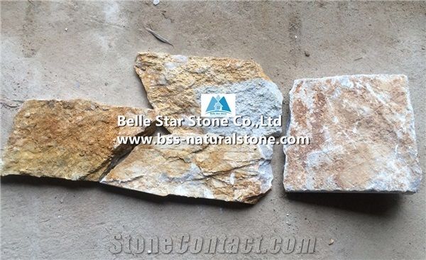 Yellow Slate Fieldstone Split Face Slate Loose Ledge Stone Yellow