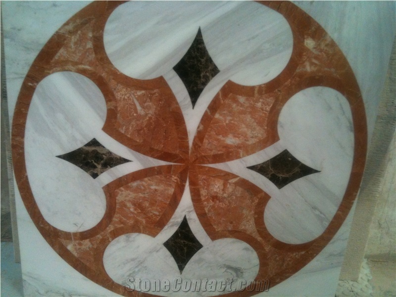 Natural Marble Stone Waterjet Square and Round Medallion for Hotel Lobby and Home Floor & Wall Decoration 100x100cm,120x120cm, Other Custom Size