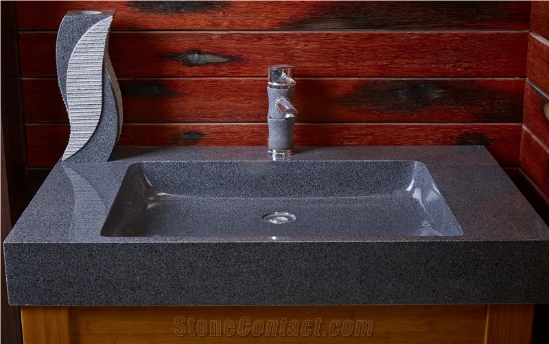 G654 Dark Grey Granite Sinks/Basins,Bathroom Sinks,Vessel Sinks,Square Basins,Square Sinks,Wash Basins