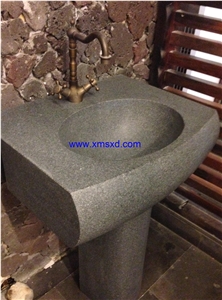 G654 Dark Grey/Gray Granite Pedestal Basins,Sesame Black Basins,Padang Dark Granite Basins,Square Basins,Square Sinks,Bathroom Sinks,Bathroom Basins,Wash Basins