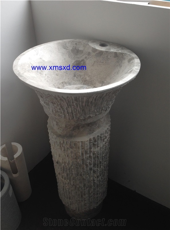 Grey Marble Pedestal Basins,Bathroom Sinks,Wash Basins
