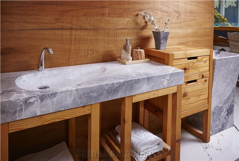 Grey Marble Sinks/Basins,Bathroom Sinks,Vessel Sinks,Square Sinks,Square Basins,Wash Basins