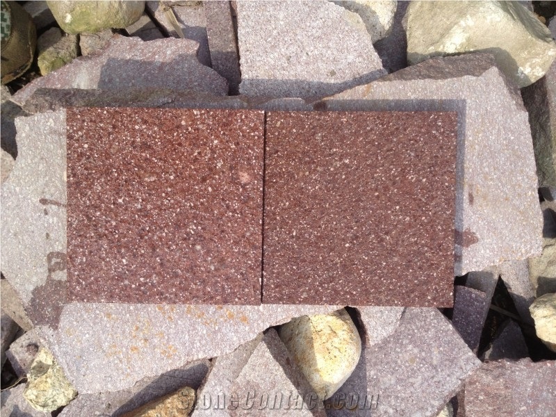 10x10cm Flamed G666 Grante Shouning Red Granite Paving Stone ,Red Cube Stone,Cheap Shouning Red Granite Pavers