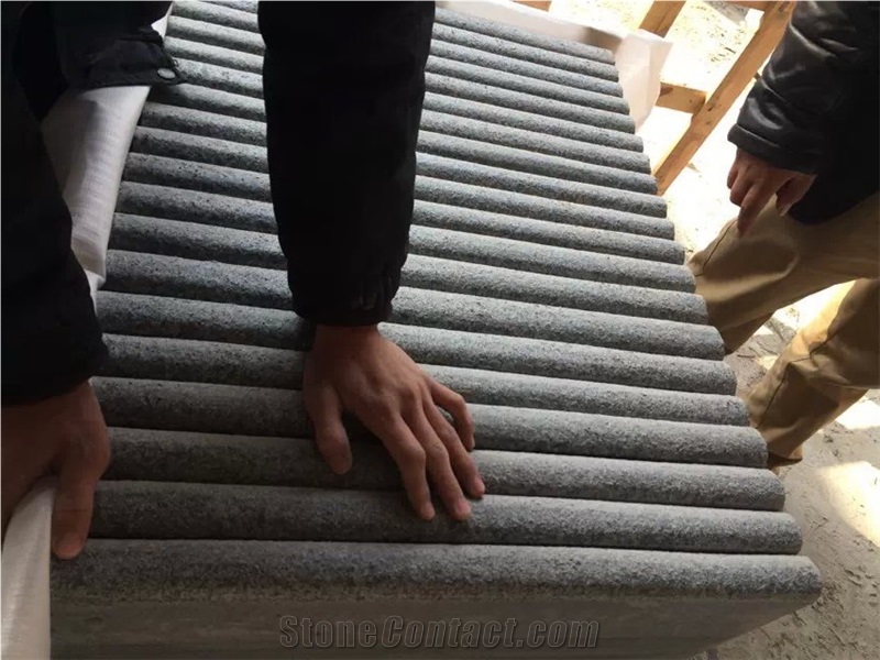 Bullnose G654 China Impala Black Granite Pool Panel,Granite Stair, Flamed Finish, Garden Stepping Pavements, Walkway, Driveway, Outdoor and Indoor Decoration