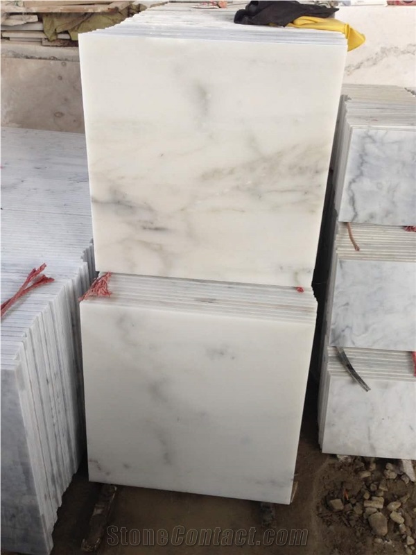 China Popular Cheap Guangxi White Marble Yellow Vein Thin Polished Tiles Wall Floor Covering, Natural Building Stone Decoration for Hotel Lobby, Bathroom, Living Room Project Use