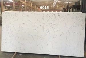 Ex-Factory Price Carrara White Marble Looking Quartz Stone Solid Surfaces Polished Slabs & Tiles Engineered Stone Artificial Stone Slabs for Hotel Kitchen,Bathroom Walling Panel Customized Edges