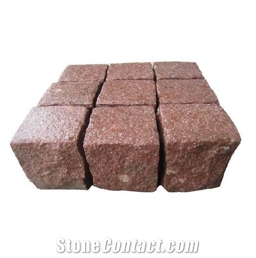G666 Red Porphyry Shouning Red Tumbled Cube Paver, Liancheng Red Porphyry Paving Stone,Putian Red Porphyry Cube Stone