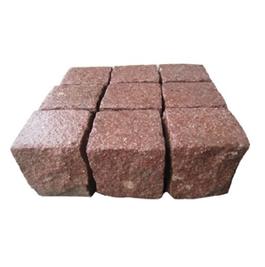 G666 Red Porphyry Shouning Red Tumbled Cube Paver, Liancheng Red Porphyry Paving Stone,Putian Red Porphyry Cube Stone