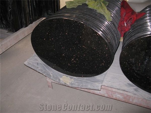 Polished Black Galaxy Granite Kitchen Top Black Star Worktop Black