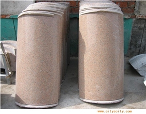 Polished Pink Sesame Granite Column, G367 Granite, Laizhou Yinghua Hong Granite Architectural Columns