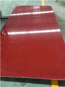 Red Quartz Stone Solid Surfaces Polished Slabs Tiles Engineered Stone Artificial Stone Slabs for Hotel Kitchen,Bathroom Walling Panel/ for Customized Edges Kitchen Tops