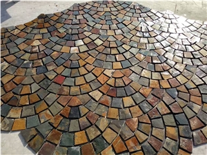 Slate Paving Tiles, Slate Cube Stone, Slate Mosaic with Mesh