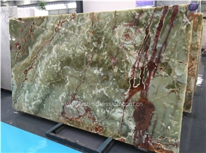 Best Price Green Onyx Polished Tiles & Slabs/Natural Luxury Building Stone Onyx with Brown Veins/Lines/Flooring/Feature Wall/Clading/Hotel Lobby/Bathroom/Living Room Project Decoration