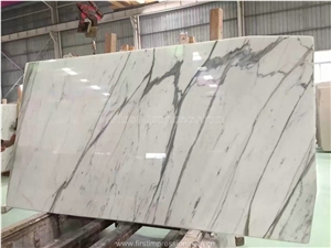 Cheap Calacatta White Marble Stone Solid Surfaces Polished Slabs & Tiles/Engineered Stone Slabs for Hotel Kitchen/Bathroom Walling Panel/For Customized Edges Kitchen Tops
