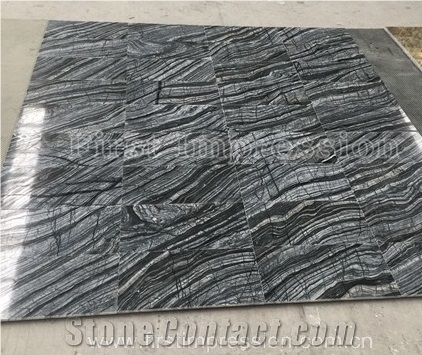 China Silver Wave Marble Tile&Slab/Dark Wooden Grain/Black Ancient Wood Vein/Old Negro Serpeggiante Marmol/Nero Palissandro/Hotel/Lobby/Bathroom Floor Covering Tiles/Feature Wall Pattern/Tv Set