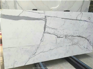High Quality&Best Price Calacatta White Marble Stone Solid Surfaces Polished Slabs & Tiles/Engineered Stone Slabs for Hotel Kitchen/Bathroom Walling Panel/For Customized Edges Kitchen Tops