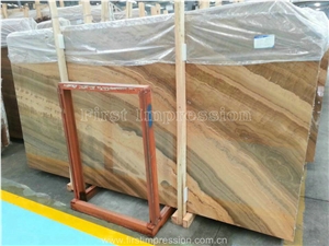 New Polished Yellow Wooden Marble Slab & Tiles/Imperial Wood Vein Marble Slabs & Tiles/Loyal Wooden Gain Marble Big Slabs